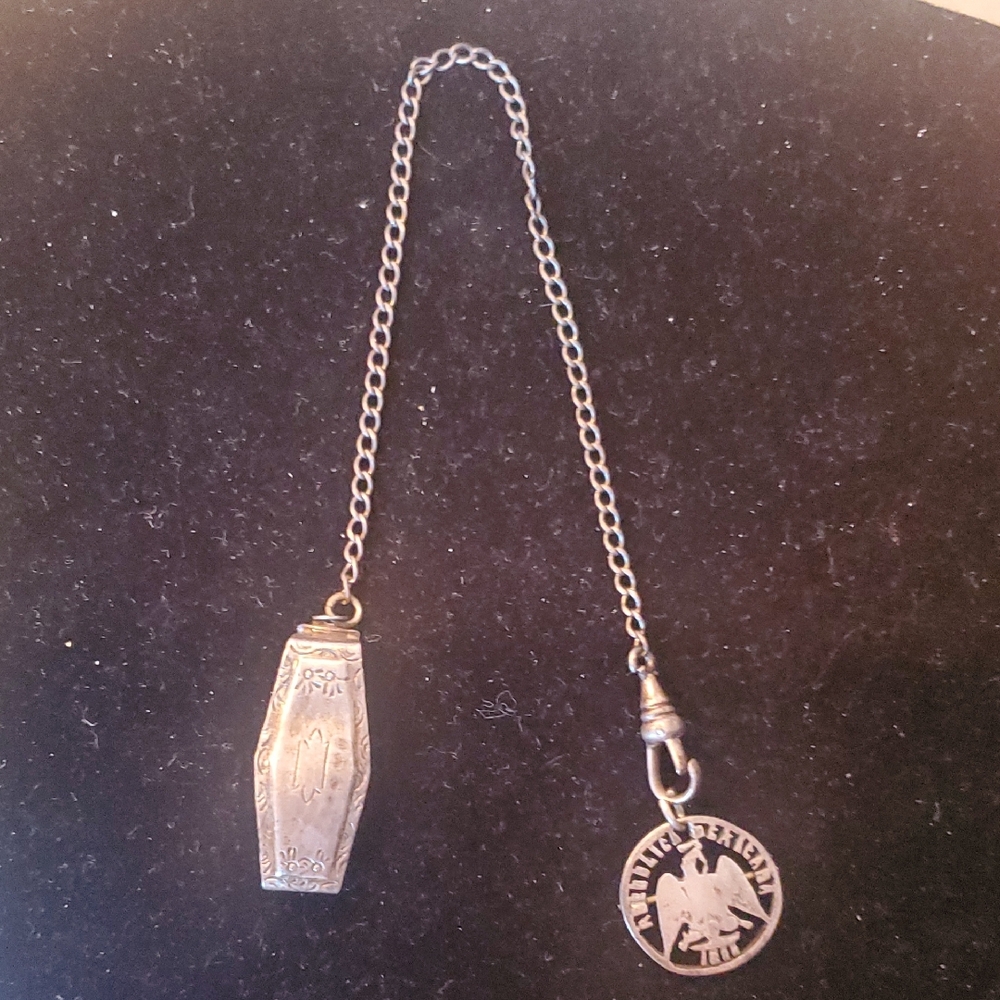 Vintage 1880's Sterling Silver Pendant with Chain